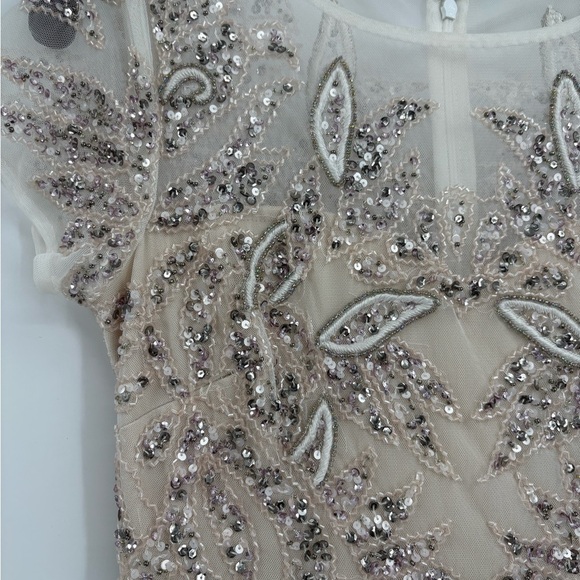 adrianna papell Embellished Mesh Sequin Cocktail wedding Formal Gown dress 2 NWT - Picture 5 of 16